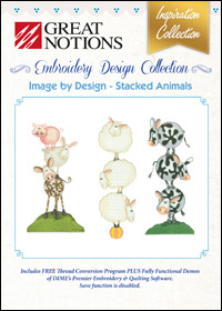 Great Notions Embroidery Designs - Image by Design – Stacked Animals