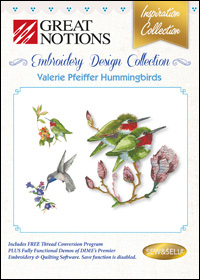 Great Notions Embroidery Designs - Valerie Pfeiffer Hummingbirds