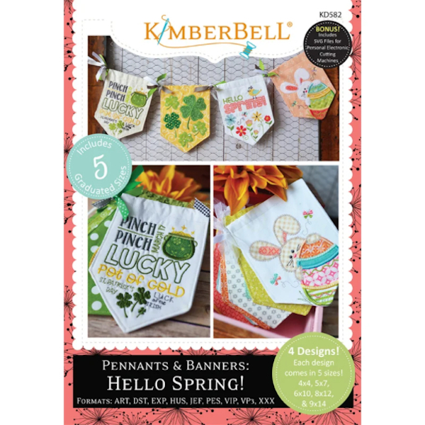 KIMBERBELL DESIGNS - PENNANTS & BANNERS: HELLO SPRING